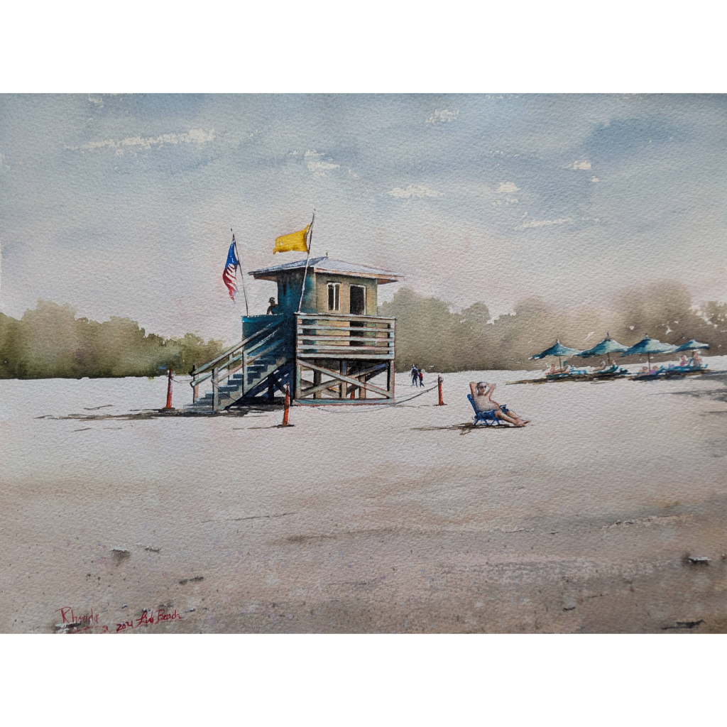 Watercolor Painting of a vacation to Lido Beach in Sarasota, Florida