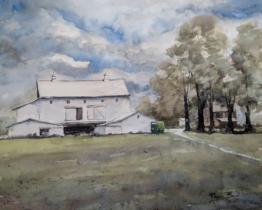 Watercolor painting of Custom Landscape - Baumgardner Homestead, New Carlisle, Ohio