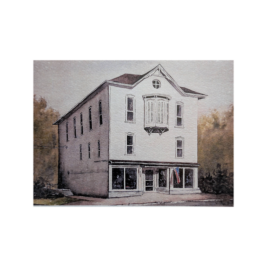 Watercolor of the Christiansburg General Store in Ohio; 5×7 print matted to 8×10.