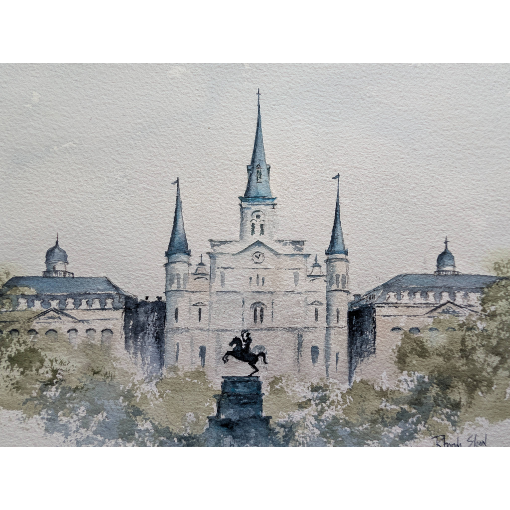 Watercolor painting of St. Louis Cathedral New Orleans 8x10"