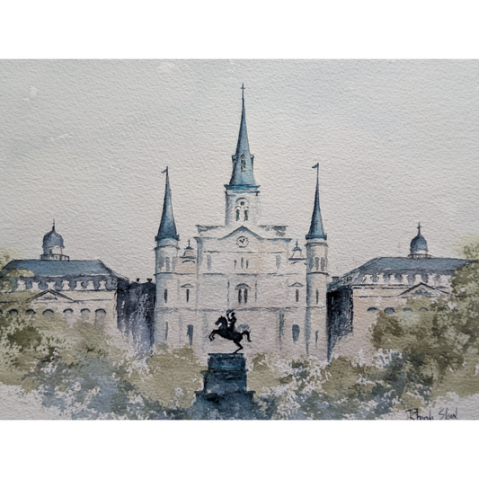 Watercolor painting of St. Louis Cathedral New Orleans 8x10"